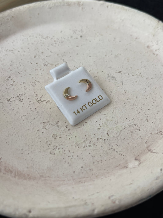 Three Tone Moon Earrings