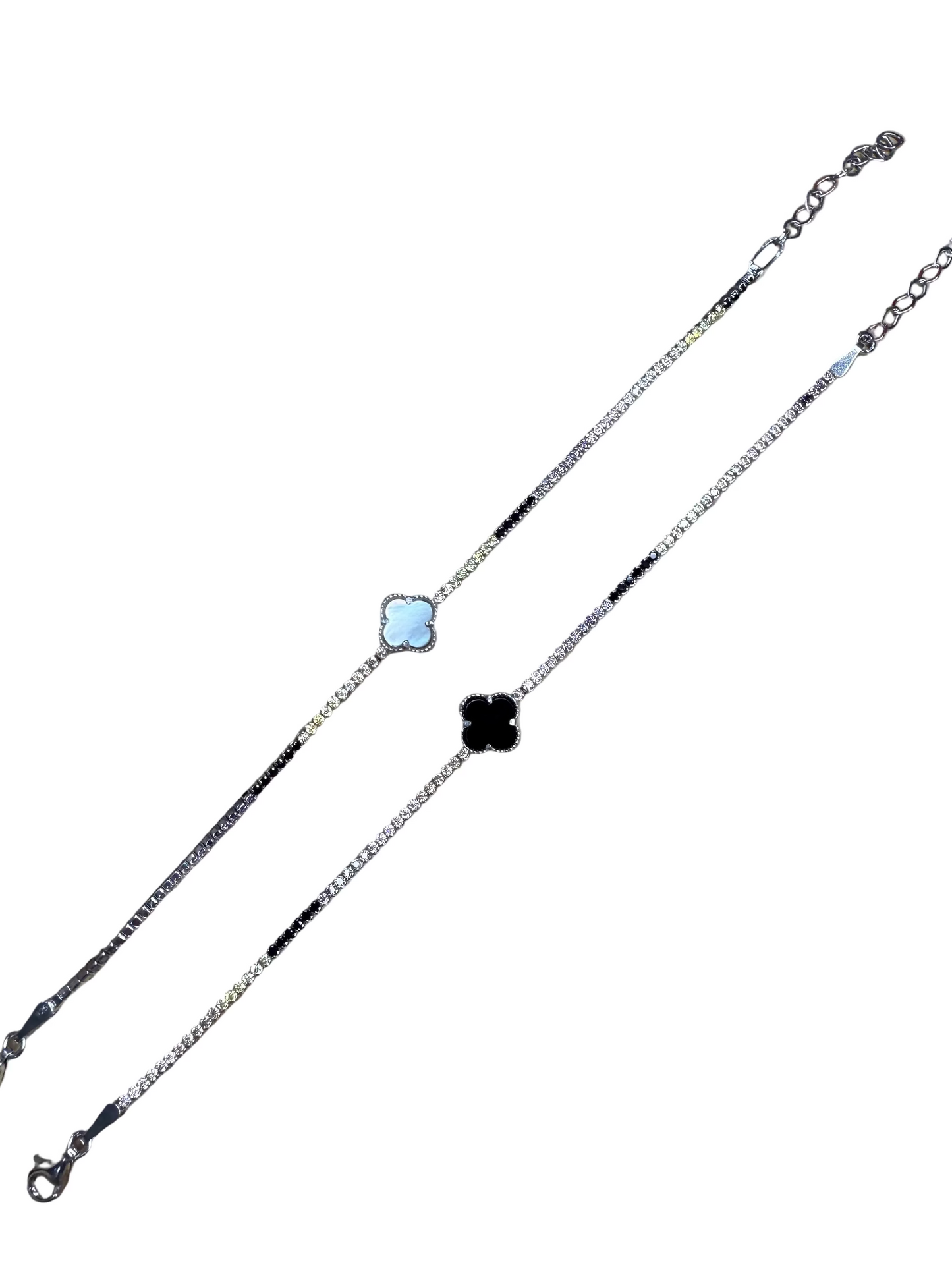 Sterling Silver Tennis Clover Bracelet