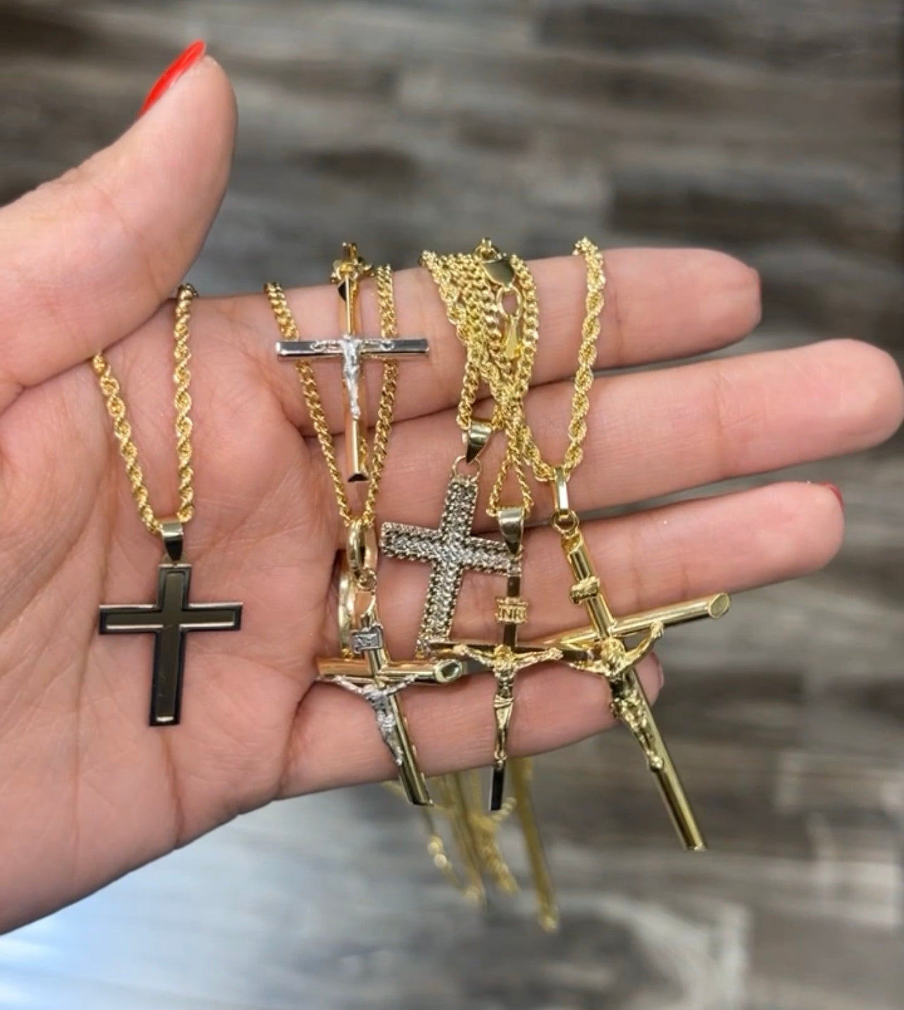 14K Gold Cross Pendant & Chain Set for Her