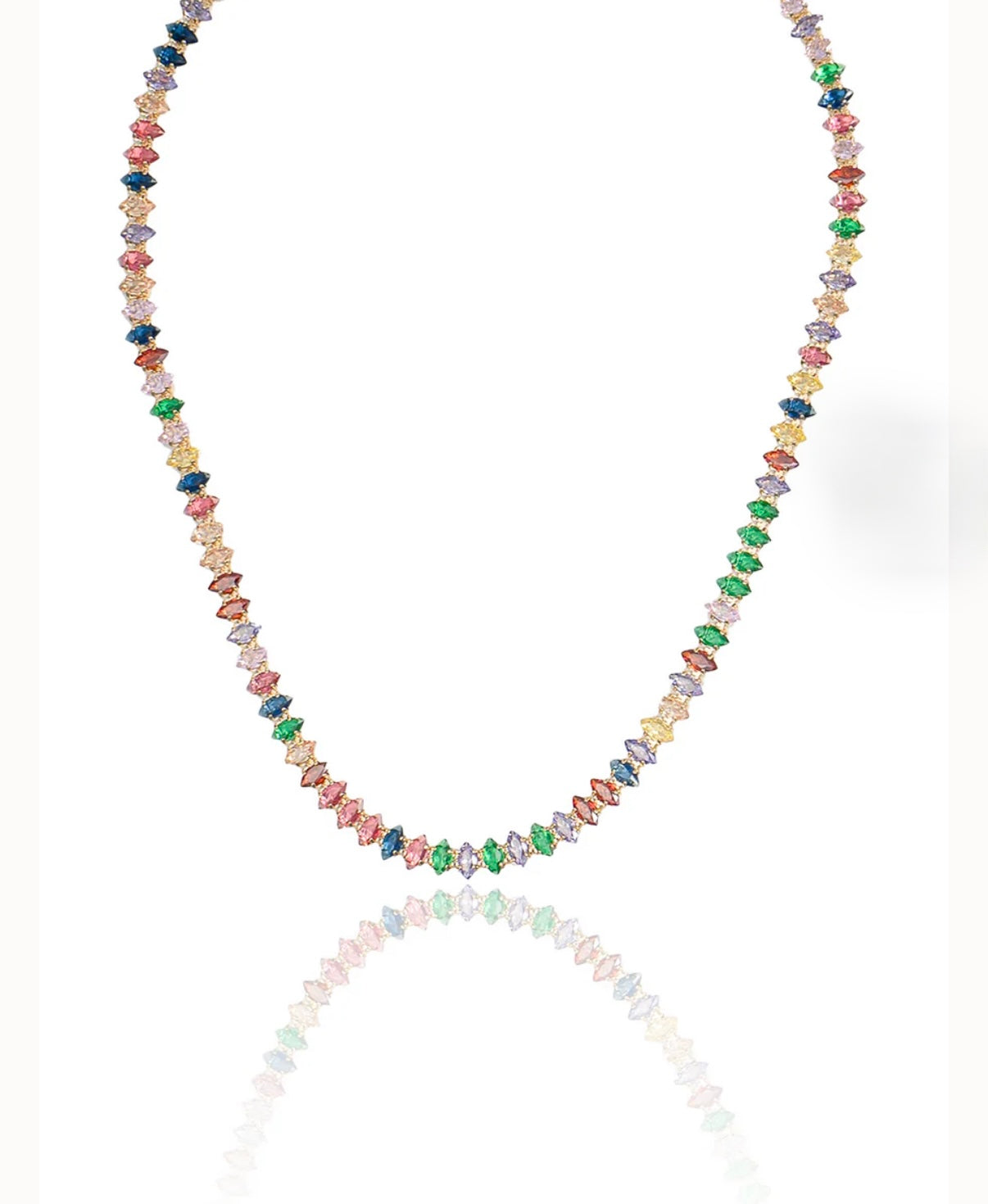 Multicolor marquise tennis choker