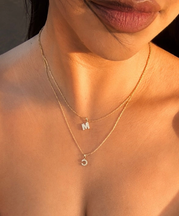 14K Gold Mini Initial Necklace
