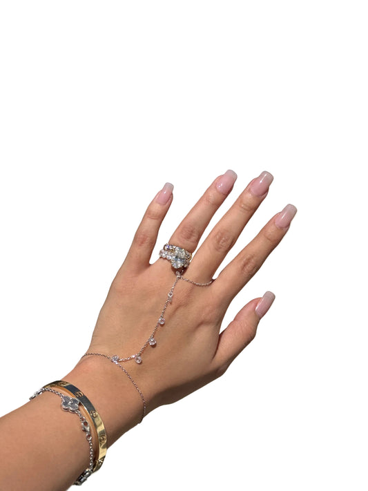 Sterling-Silver Crystal Adjustable Hand Chain