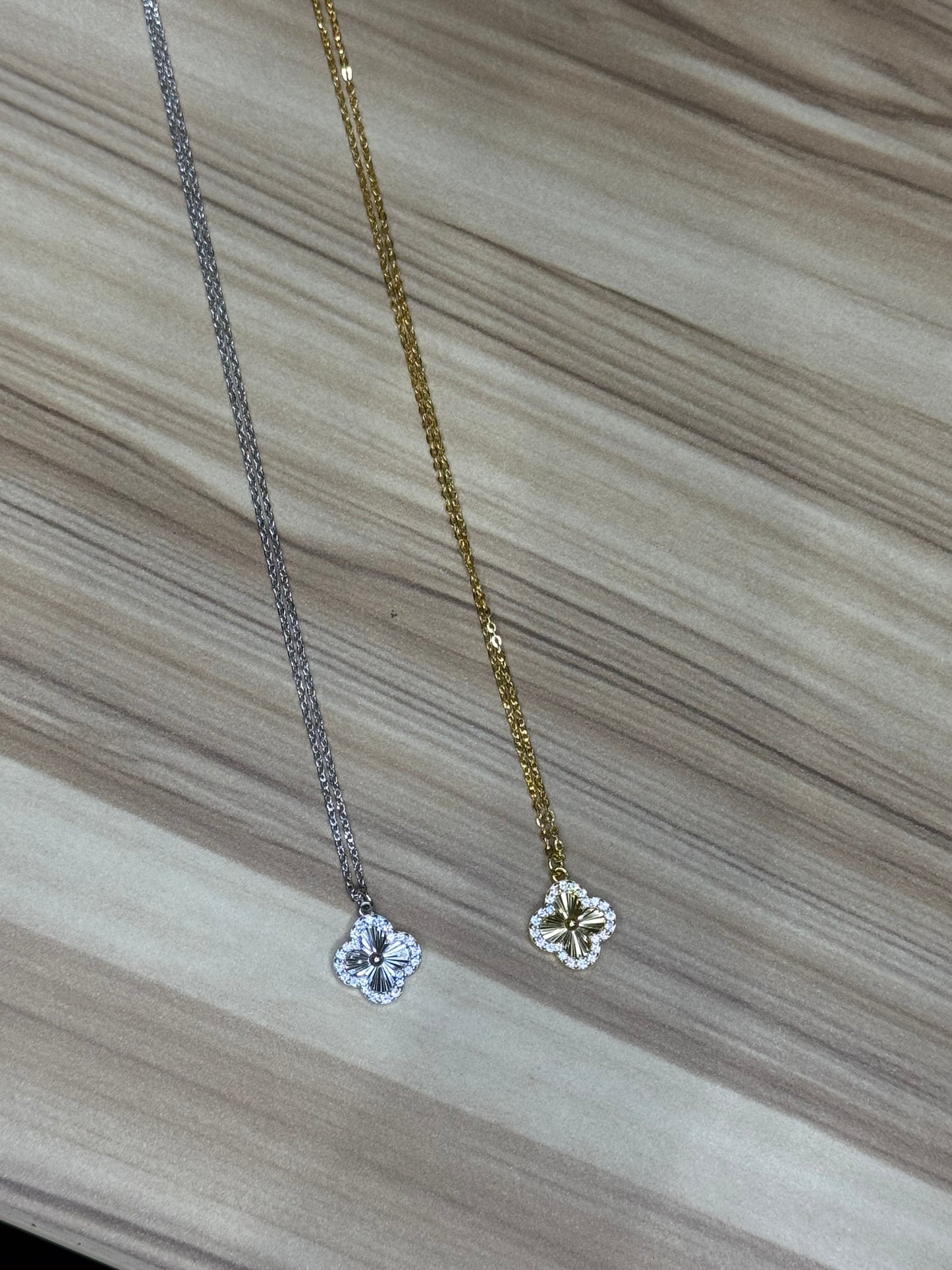 18k Gold-Plating Over Silver Clover Necklace