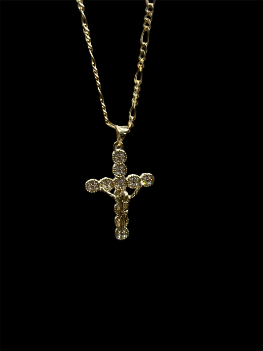 14K Gold Cross Pendant & Chain Set