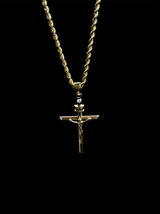 14K Gold Cross Pendant & Chain Set