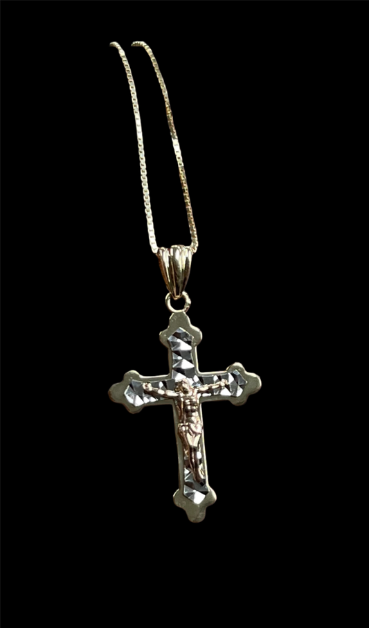 14K Gold Cross Pendant & Chain Set