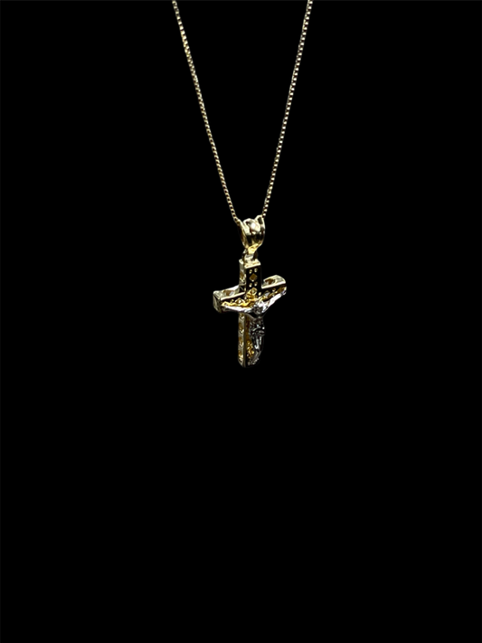 14K Gold Cross Pendant & Chain Set