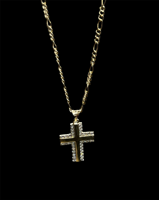 14K Gold Cross Pendant & Chain Set