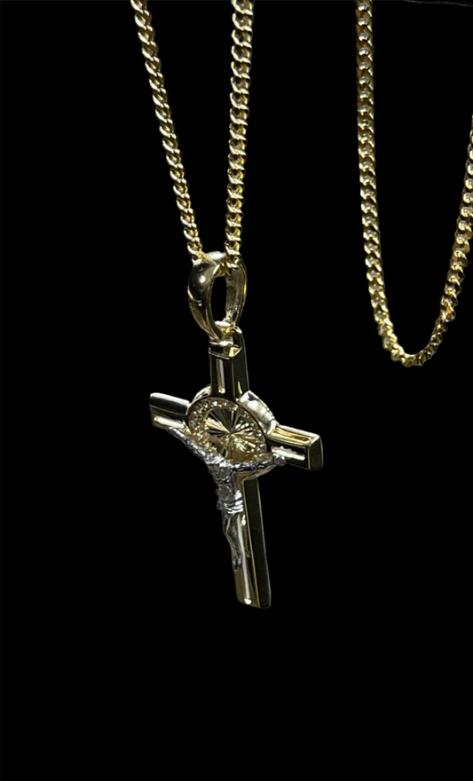 14K Gold Cross Pendant & Chain Set