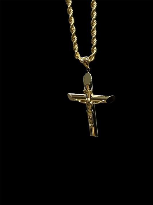 14K Gold Cross Pendant & Chain Set