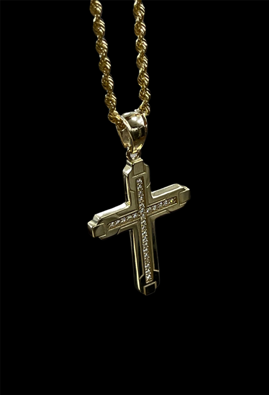 14K Gold Cross Pendant & Chain Set