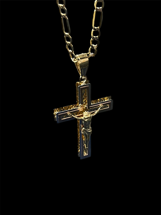 14K Gold Cross Pendant & Chain Set