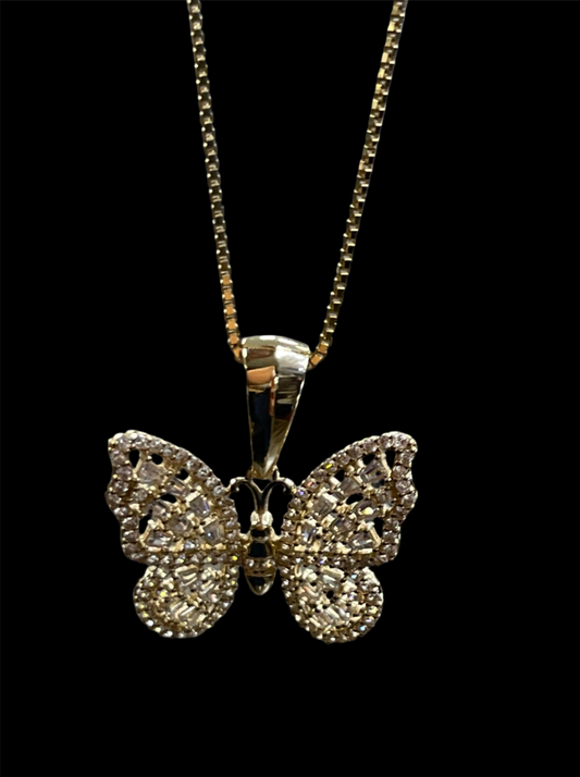 14K Gold Butterfly & Chain Set