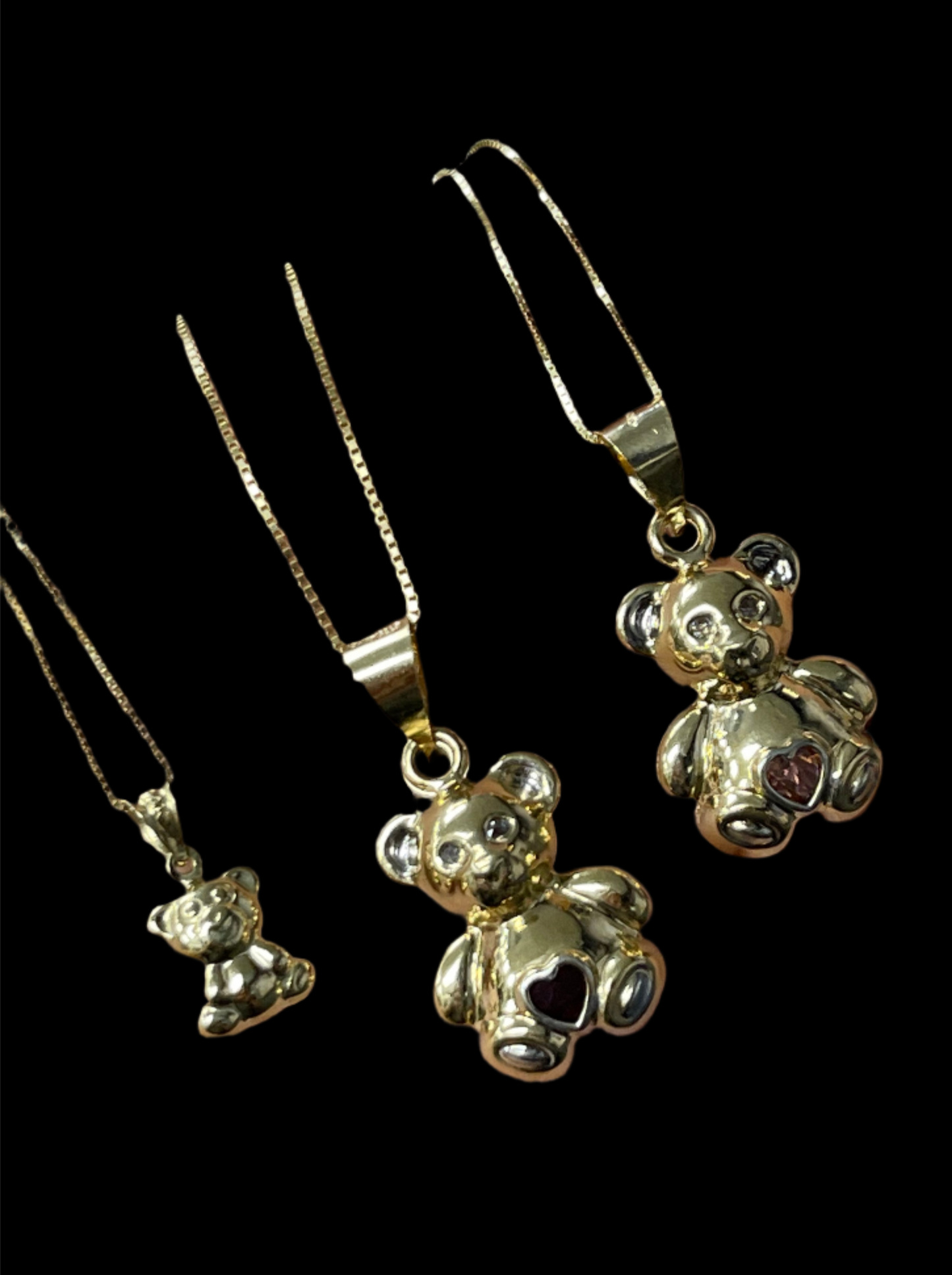 14K Gold Small Teddy Bear & Chain Set