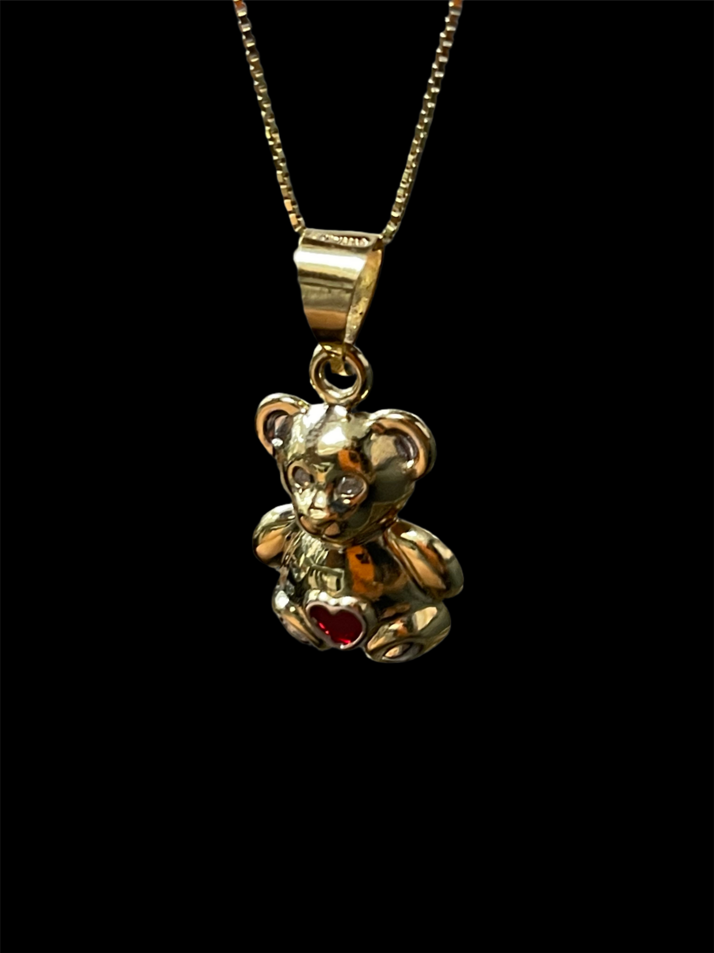 14K XL Gold Teddy Bear & Chain Set