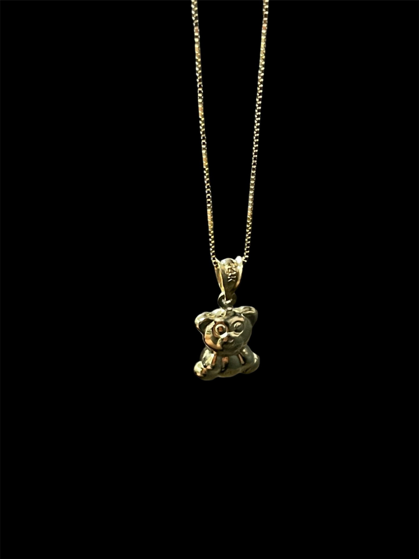 14K Gold Small Teddy Bear & Chain Set