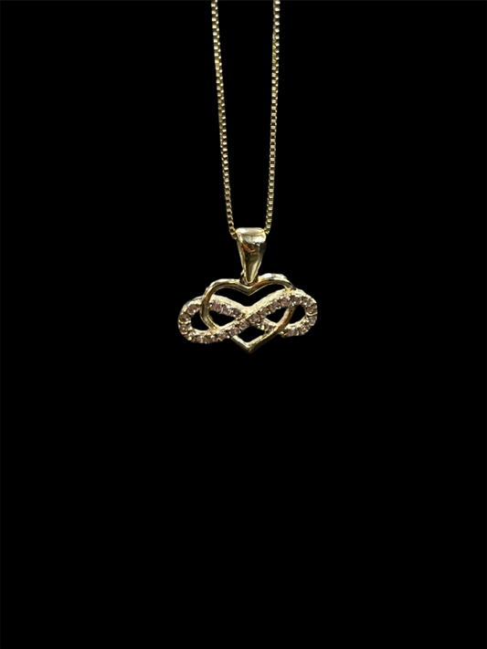 14K Gold Heart & Infinity Chain Set