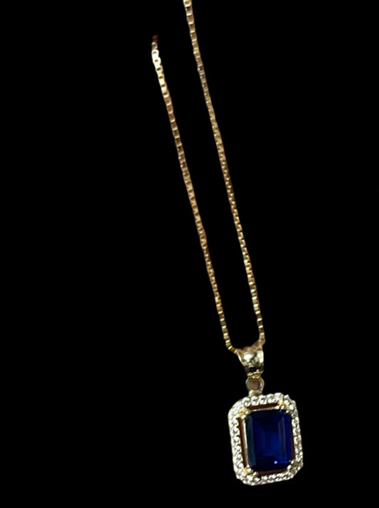 14K Blue Stone & Chain Set