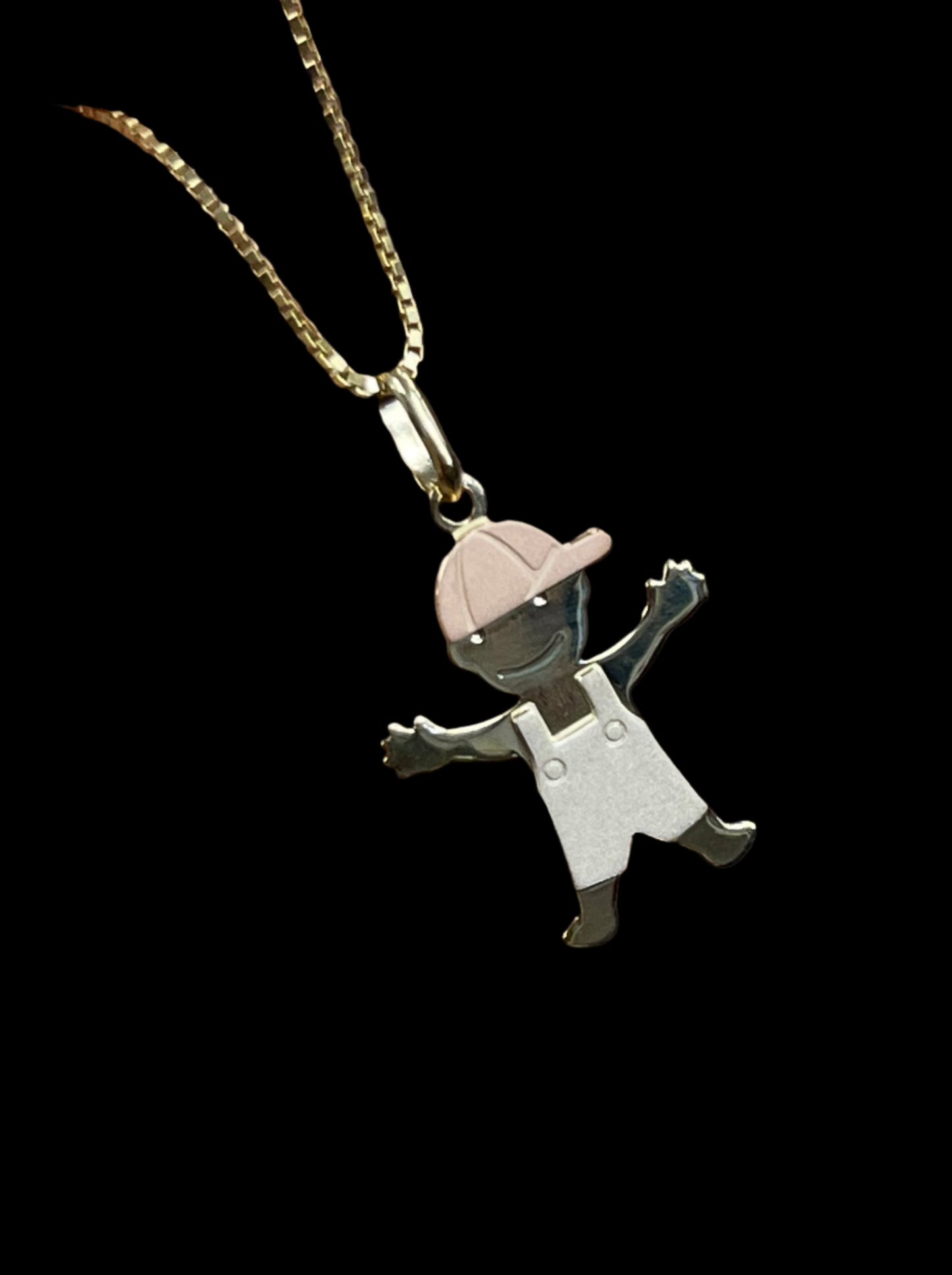 14K 2-Tone Gold "Little Boy" Pendant & Chain Set