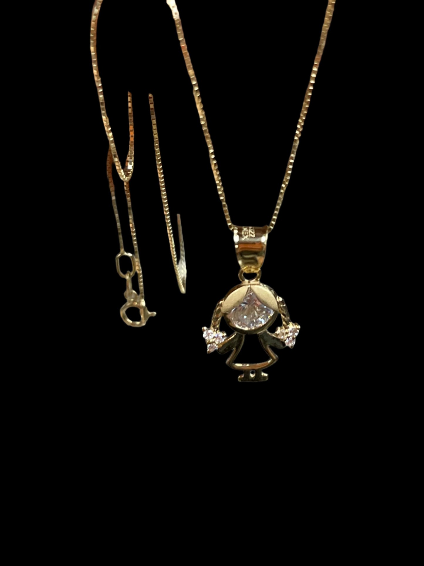 14K Gold "Little Girl" Pendant & Chain Set