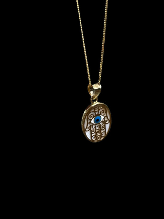 14K Gold "Hand of Fatima" Pendant & Chain Set