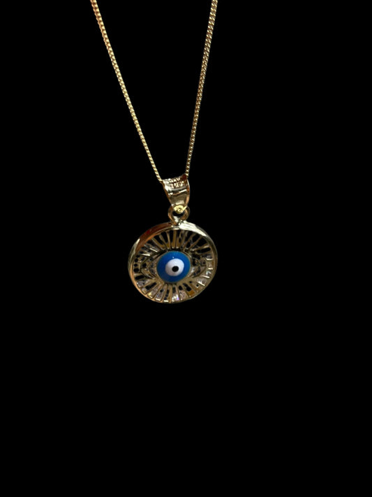 14K Gold Blue-Evil Eye Pendant