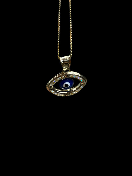 14K Gold Blue-Evil Eye Pendant