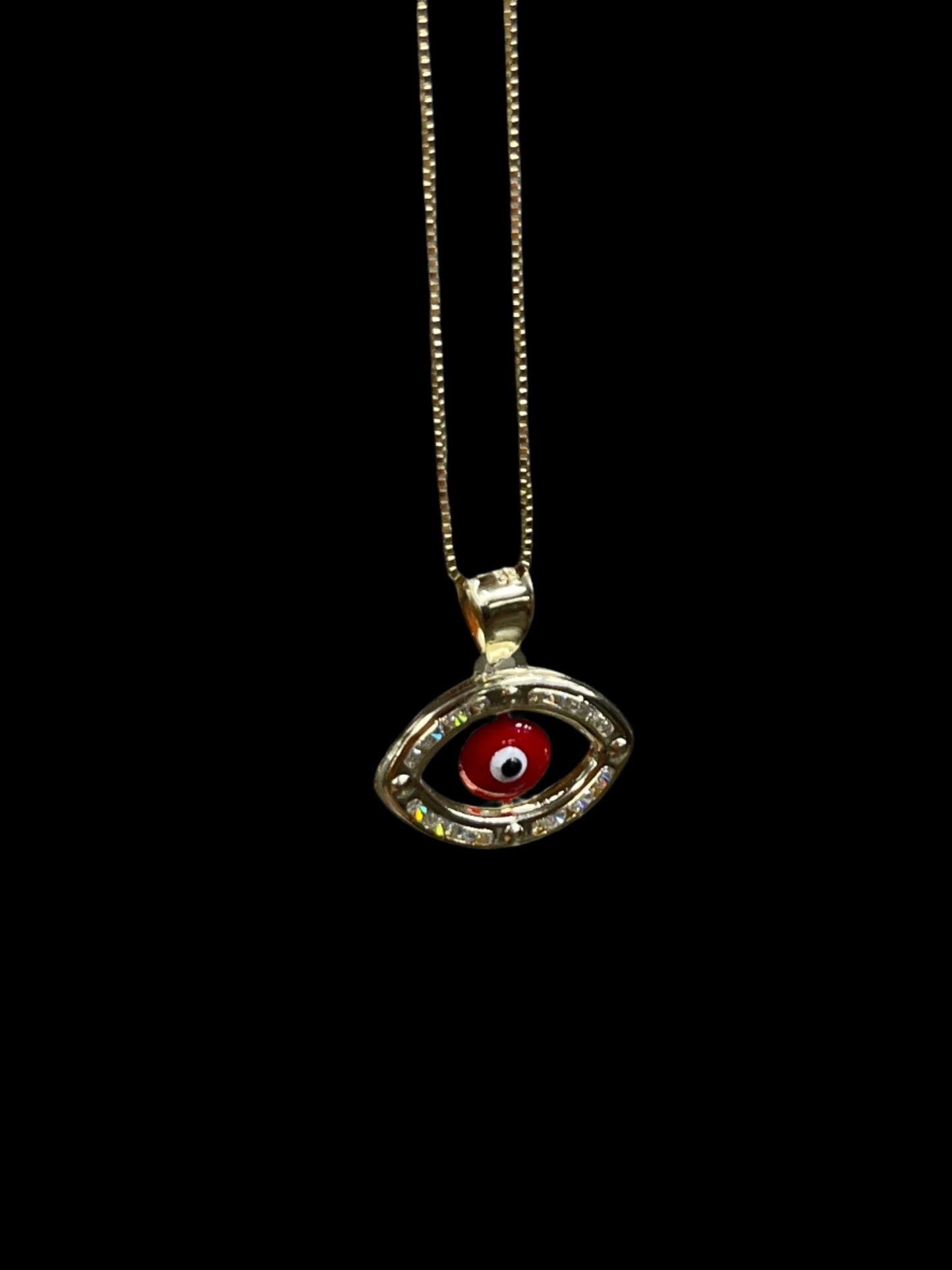 14K Gold Red-Evil Eye Pendant