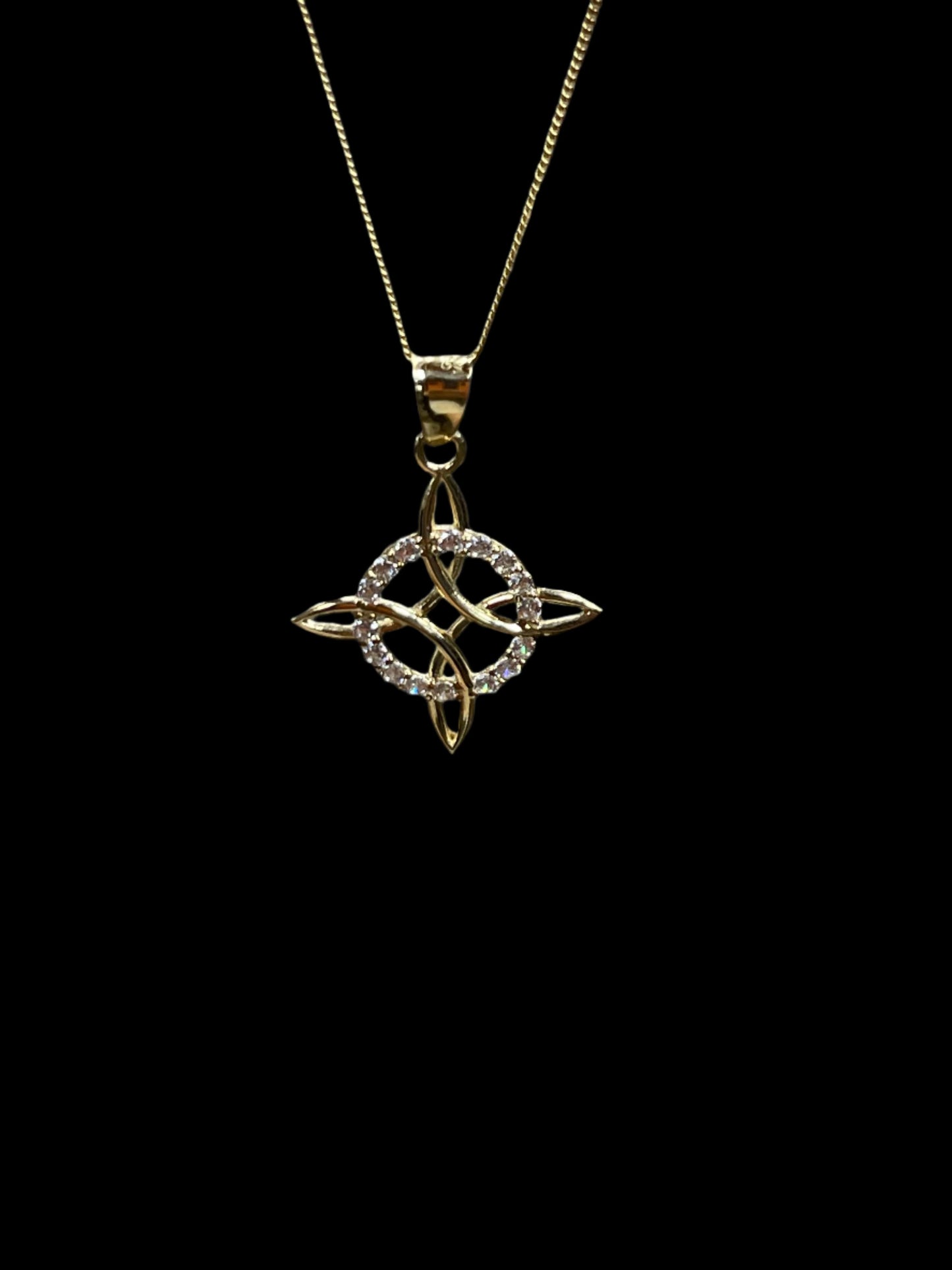 14K Gold Trinity Knot Pendant & Chain Set