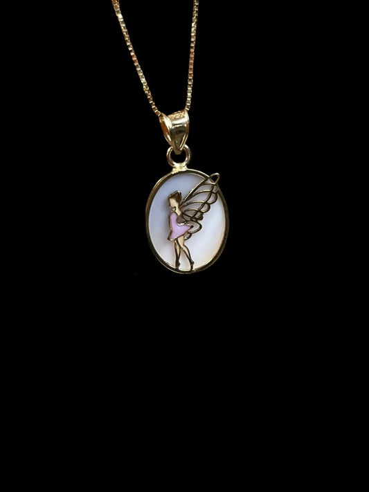 14K Gold Fairy Pendant & Chain Set