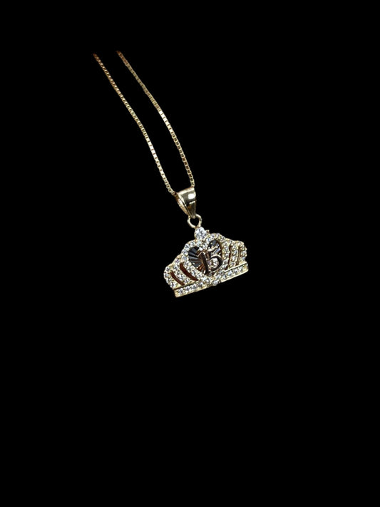 14K Gold Quinceañera Pendant & Chain Set