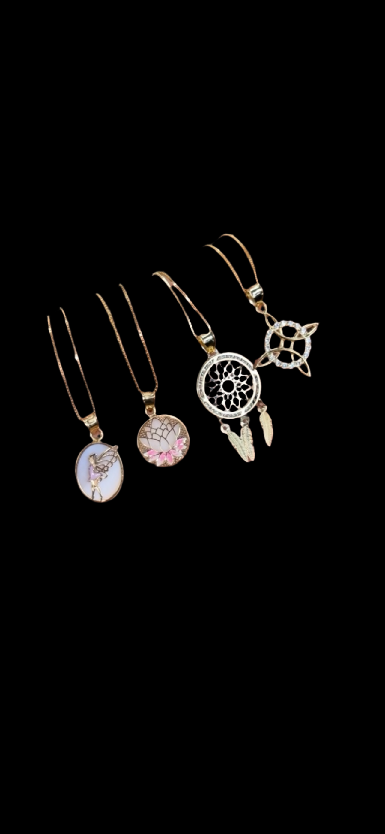 14K Gold Lotus Flower Pendant & Chain Set