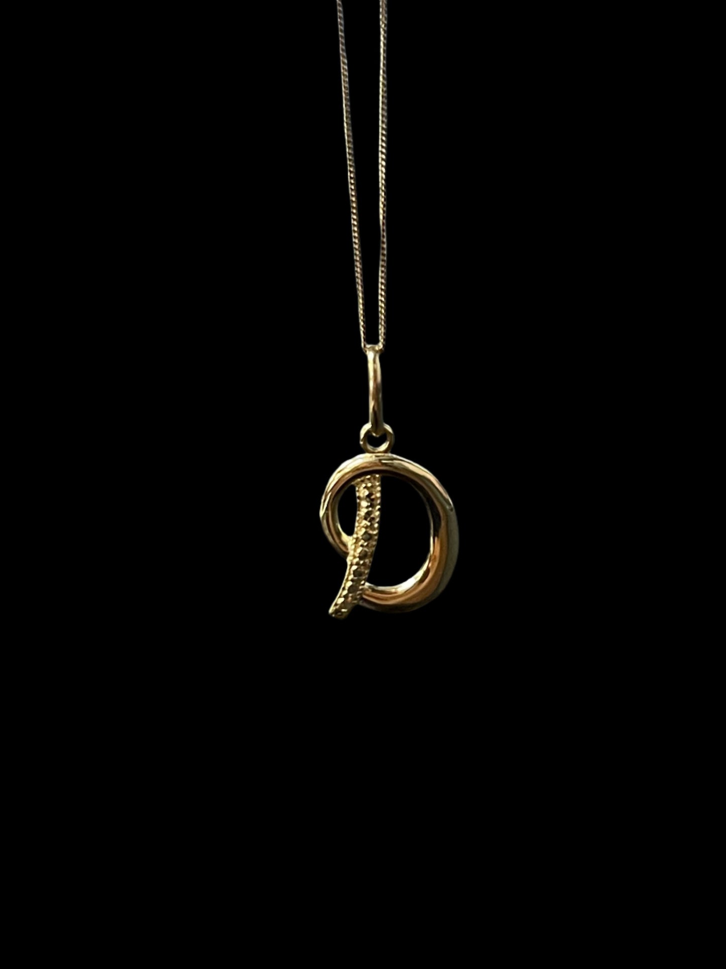 14K "D" Initial Pendant & Chain Set