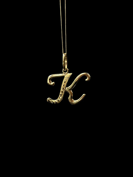 14K "K" Initial Pendant & Chain Set