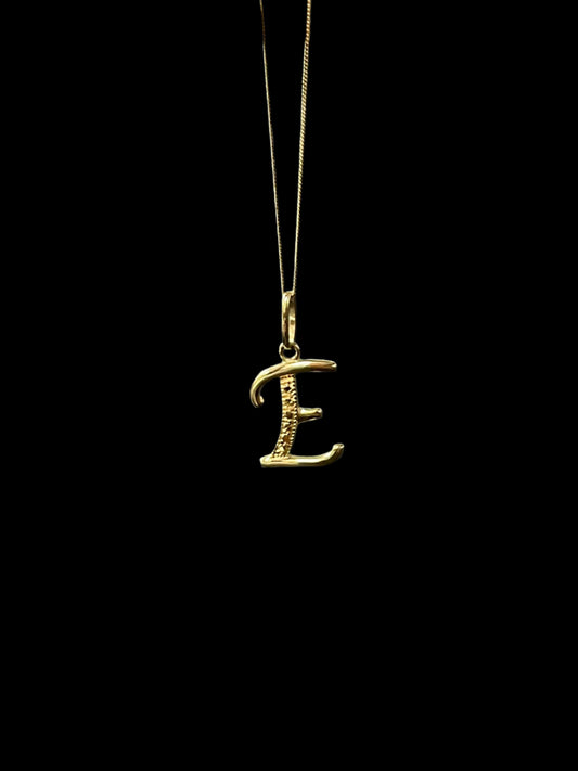 14K "E" Initial Pendant & Chain Set