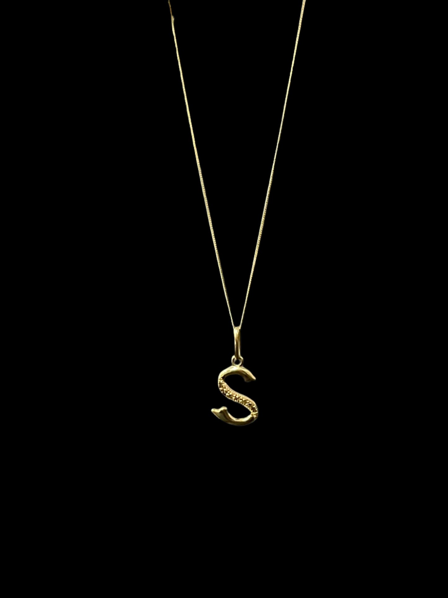 14K "S" Initial Pendant & Chain Set