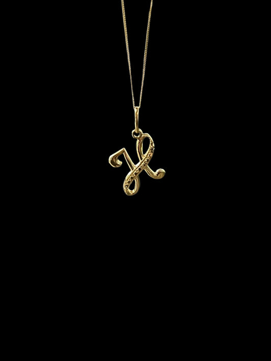 14K "H" Initial Pendant & Chain Set