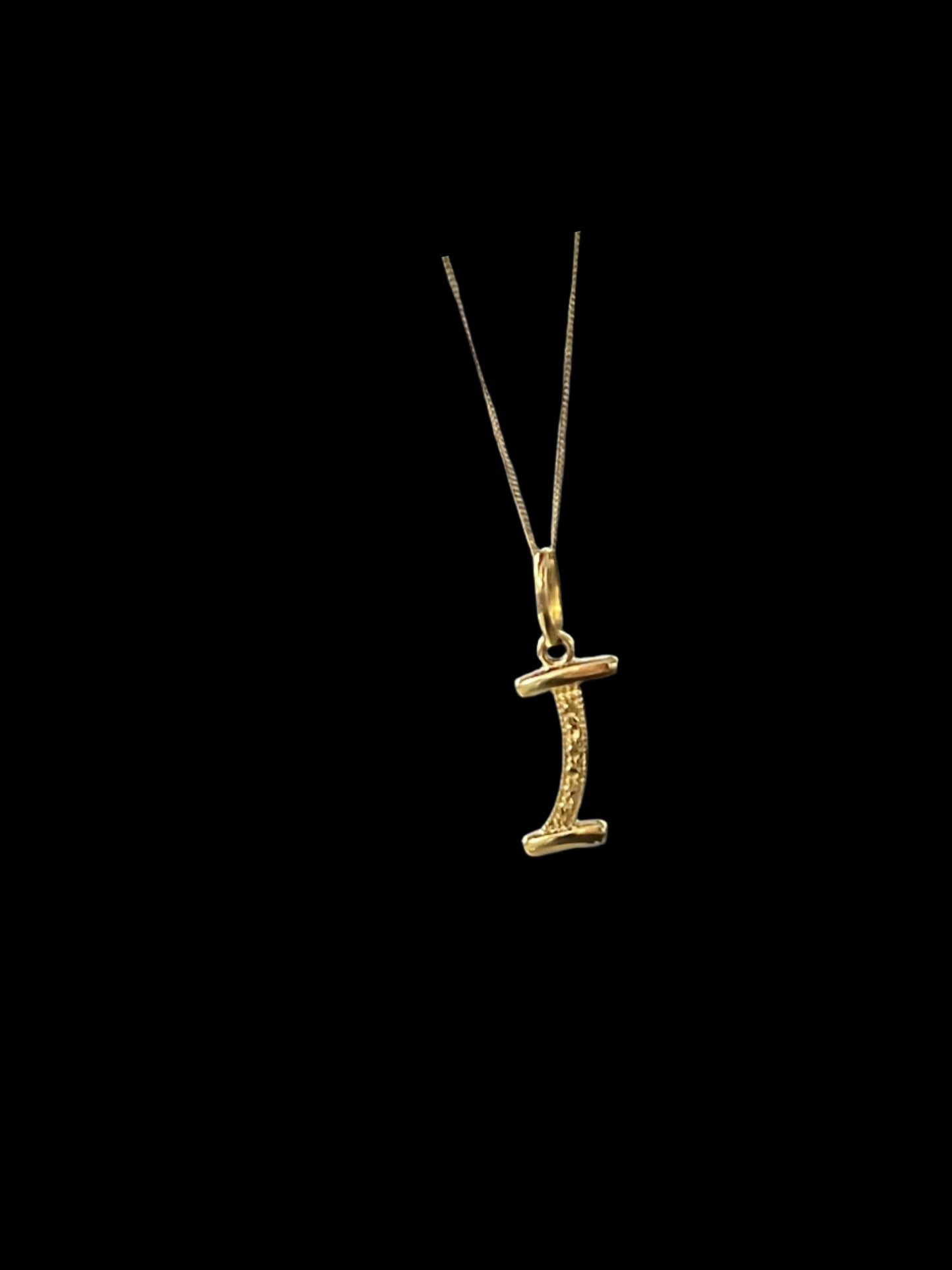 14K "I" Initial Pendant & Chain Set